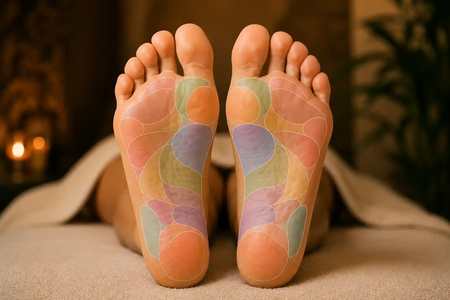 Foot massage works reflex points that influence the whole organism.
